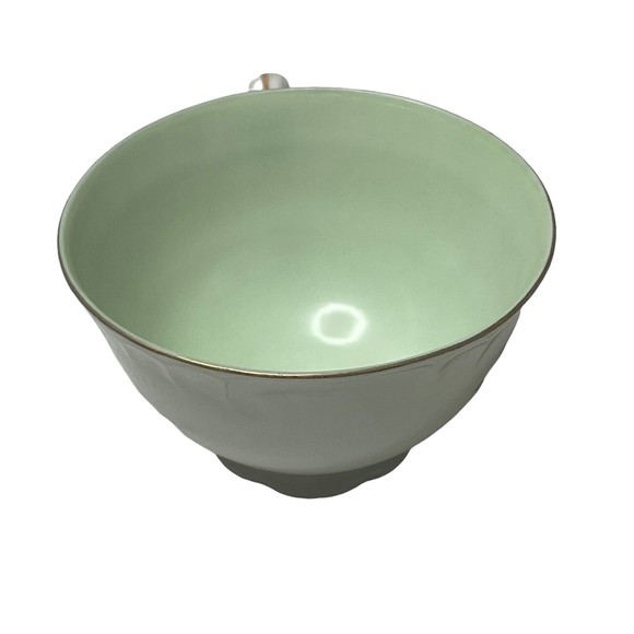 Lefton China Footed Tea Cups Saucer #2755 Gold Gilt 1950's Roses Mint Green - Picture 5 of 10